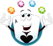The Syrious Poker mascot — a smiling ace of spades juggling chips
